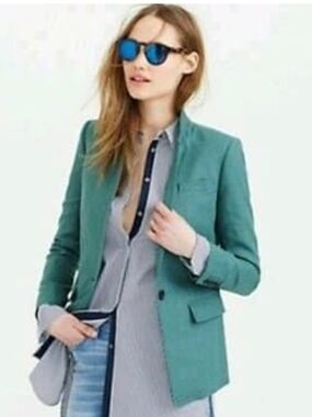 JCrew Linen Teal Tailored Blazer Jacket